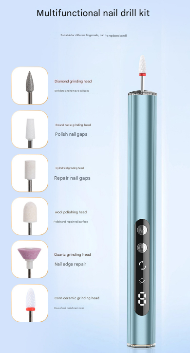 Pink Rechargeable Electric Nail Drill Pen with UV Curing Lamp - Professional All-in-One Manicure Pedicure Kit for Polishing & Gel Removal - Image 6