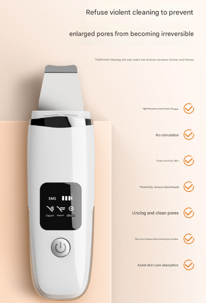 White Professional 4-in-1 Ultrasonic Skin Scrubber - Deep Pore Cleanser, Blackhead Remover & EMS Facial Lifting Tool - Image 2