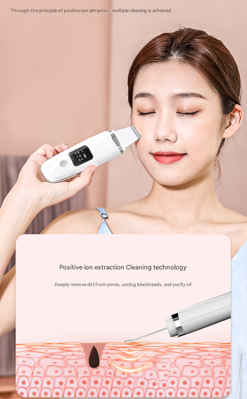 White Professional 4-in-1 Ultrasonic Skin Scrubber - Deep Pore Cleanser, Blackhead Remover & EMS Facial Lifting Tool - Image 6