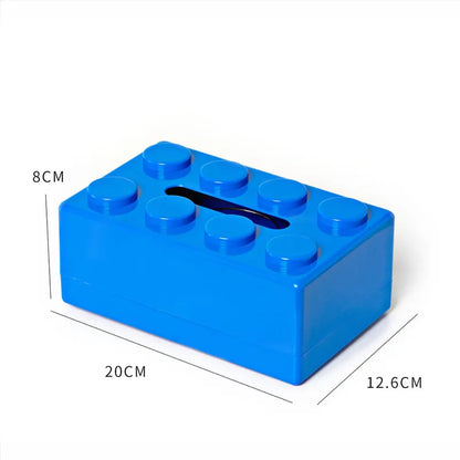 Blue 2 Pcs Creative Building Block Tissue Box Holder - Wall-Mounted & Desktop Dispenser for Bathroom, Kids Room & Office Decor