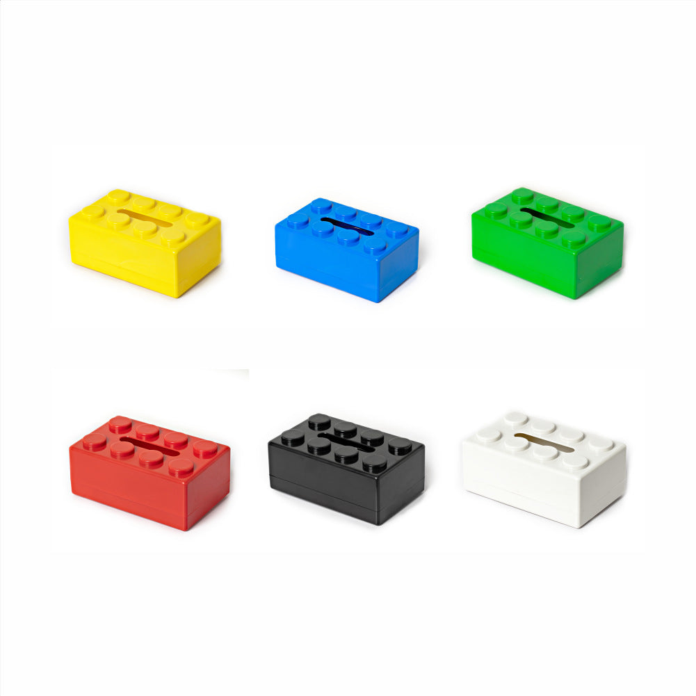 Red 2 Pcs Creative Building Block Tissue Box Holder - Wall-Mounted & Desktop Dispenser for Bathroom, Kids Room & Office Decor - Image 2