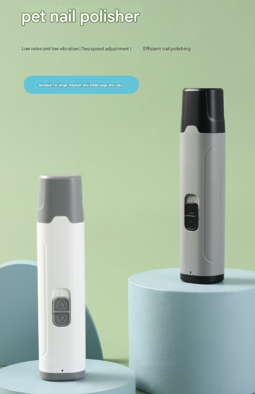 White Quiet Electric Pet Nail Grinder with LED Light - 2-Speed USB-C Rechargeable Trimmer for Dogs & Cats Grooming - Image 2