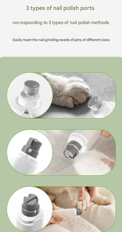 White Quiet Electric Pet Nail Grinder with LED Light - 2-Speed USB-C Rechargeable Trimmer for Dogs & Cats Grooming - Image 5