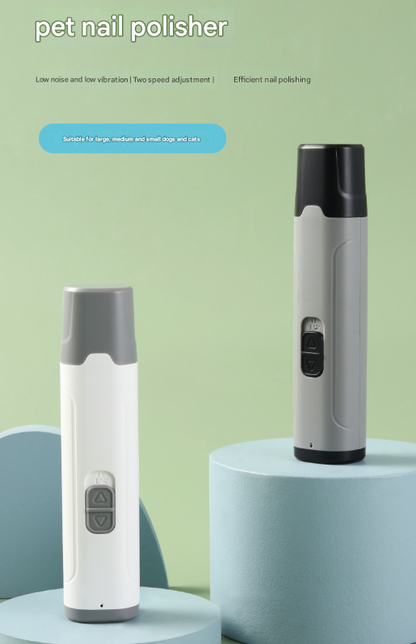 Grey Quiet Electric Pet Nail Grinder with LED Light - 2-Speed USB-C Rechargeable Trimmer for Dogs & Cats Grooming - Image 2