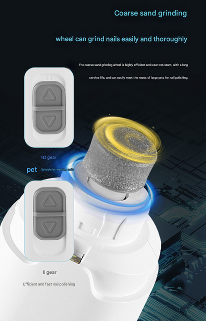 Grey Quiet Electric Pet Nail Grinder with LED Light - 2-Speed USB-C Rechargeable Trimmer for Dogs & Cats Grooming - Image 4