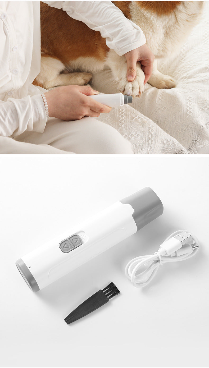 Grey Quiet Electric Pet Nail Grinder with LED Light - 2-Speed USB-C Rechargeable Trimmer for Dogs & Cats Grooming - Image 8