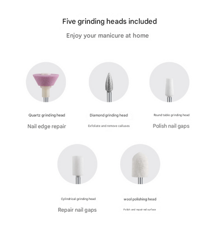 Grey Cordless Electric Nail Drill Pen - Professional Rechargeable Manicure & Pedicure Kit - Image 5