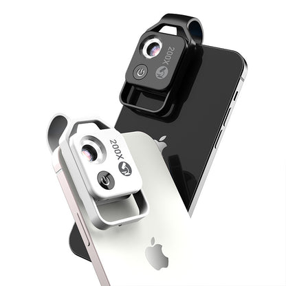 Black Portable 200X Clip-On Microscope Lens for Smartphone - HD Pocket Magnifier with CPL Filter and LED Light(excluding mobile phones) - Image 2