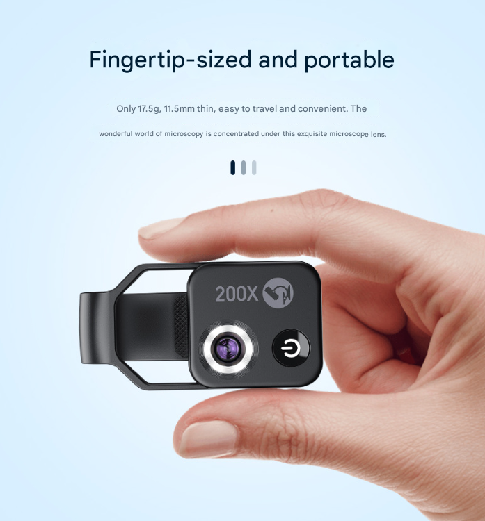 White Portable 200X Clip-On Microscope Lens for Smartphone - HD Pocket Magnifier with CPL Filter and LED Light(excluding mobile phones) - Image 3