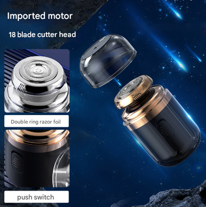 Black Portable Mini Electric Shaver for Men - USB Fast-Charge Travel Razor with Washable Head & Nose Trimmer Attachment - Image 4