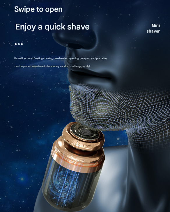 Black Portable Mini Electric Shaver for Men - USB Fast-Charge Travel Razor with Washable Head & Nose Trimmer Attachment - Image 6