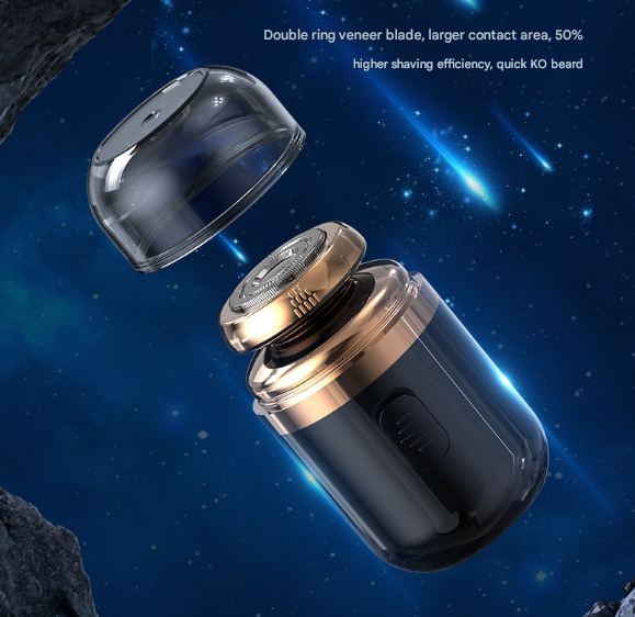 Black Portable Mini Electric Shaver for Men - USB Fast-Charge Travel Razor with Washable Head & Nose Trimmer Attachment - Image 7