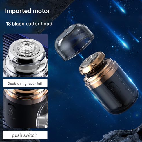 White Portable Mini Electric Shaver for Men - USB Fast-Charge Travel Razor with Washable Head & Nose Trimmer Attachment - Image 4