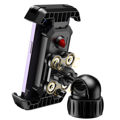 Black Heavy Duty Bike Phone Mount - Anti-Shake Motorcycle Holder with Secure Lock, 360 Rotation Cradle for All-Terrain Cycling - Image 2