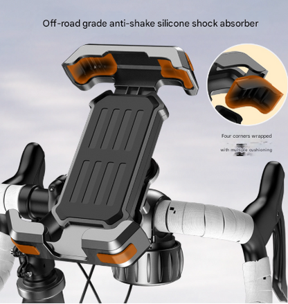 Black Heavy Duty Bike Phone Mount - Anti-Shake Motorcycle Holder with Secure Lock, 360 Rotation Cradle for All-Terrain Cycling - Image 3