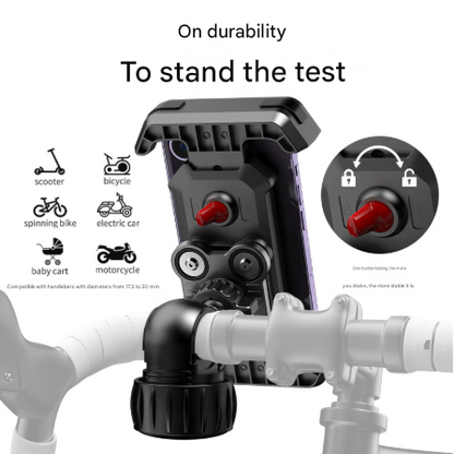 Black Heavy Duty Bike Phone Mount - Anti-Shake Motorcycle Holder with Secure Lock, 360 Rotation Cradle for All-Terrain Cycling - Image 4