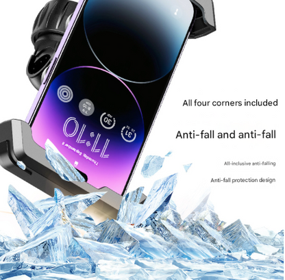 Black Heavy Duty Bike Phone Mount - Anti-Shake Motorcycle Holder with Secure Lock, 360 Rotation Cradle for All-Terrain Cycling - Image 5
