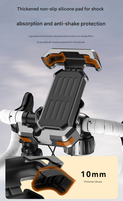 Black Heavy Duty Bike Phone Mount - Anti-Shake Motorcycle Holder with Secure Lock, 360 Rotation Cradle for All-Terrain Cycling - Image 9