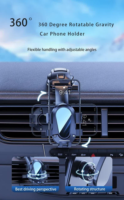 Black Universal Car Phone Mount Holder - 360° Rotation with Upgraded Suction Cup for Dashboard & Windscreen - Image 9