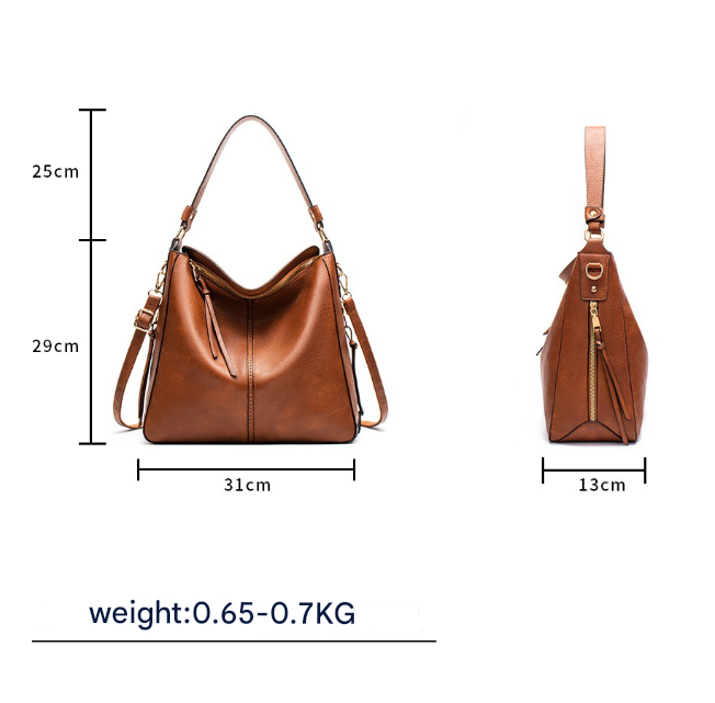 Black Womens Soft PU Leather Hobo Bag - Large Casual Tote Handbag with Adjustable Crossbody Strap - Image 2