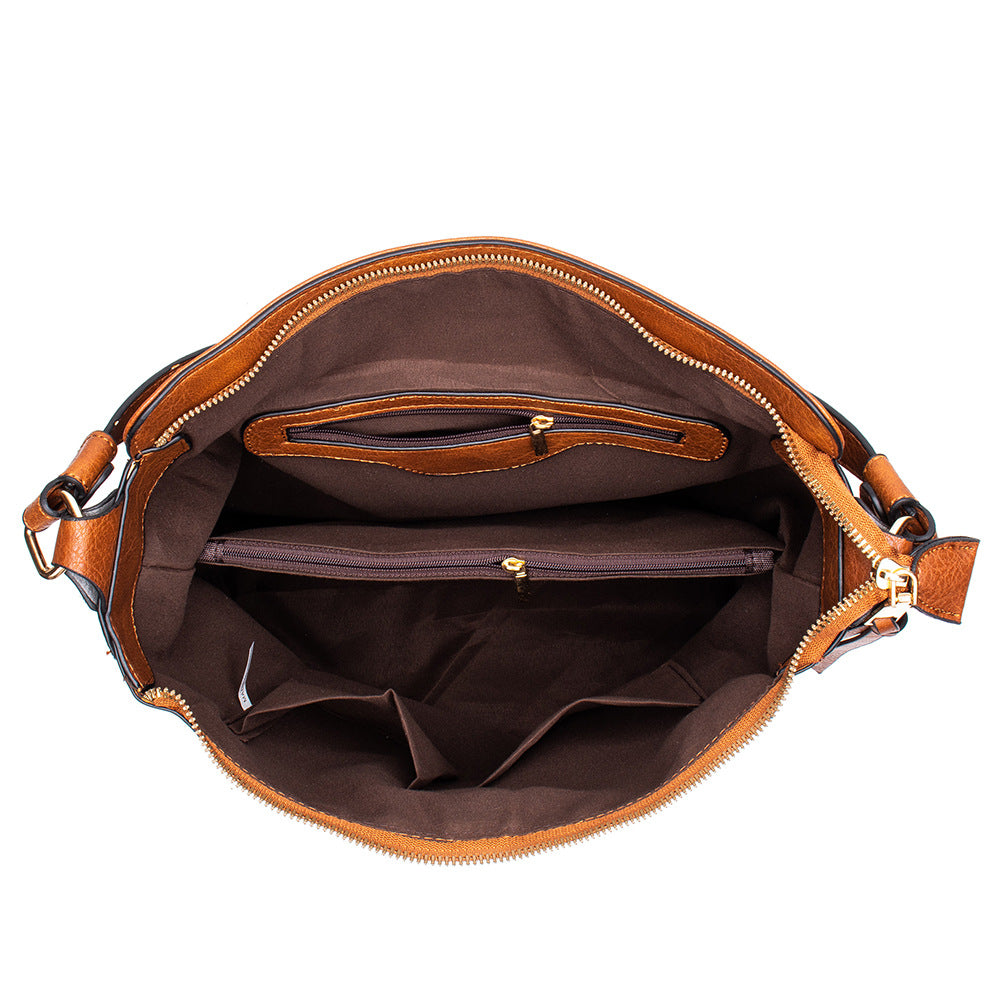 Black Womens Soft PU Leather Hobo Bag - Large Casual Tote Handbag with Adjustable Crossbody Strap - Image 5