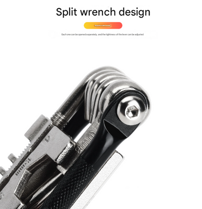 Black and Silver 16 in 1 Bicycle Repair Multi Tool - Compact Folding Bike Tool Kit with Chain Breaker for MTB Road Cycling - Image 4