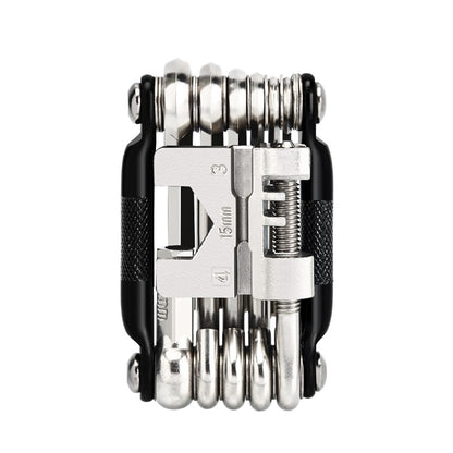 Black and Silver 16 in 1 Bicycle Repair Multi Tool - Compact Folding Bike Tool Kit with Chain Breaker for MTB Road Cycling - Image 6