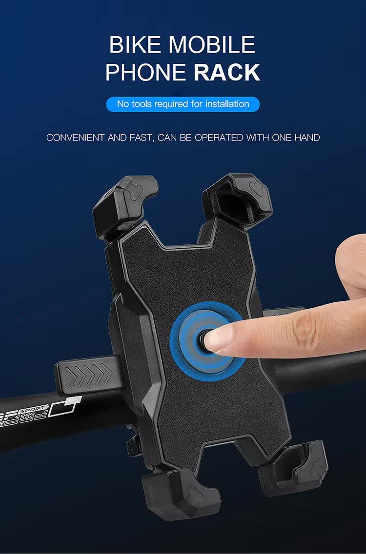 Black Secure Grip Bike Phone Mount - Adjustable 360 Rotation Bicycle Handlebar Holder, Universal Cradle for MTB & Road Cycling - Image 2