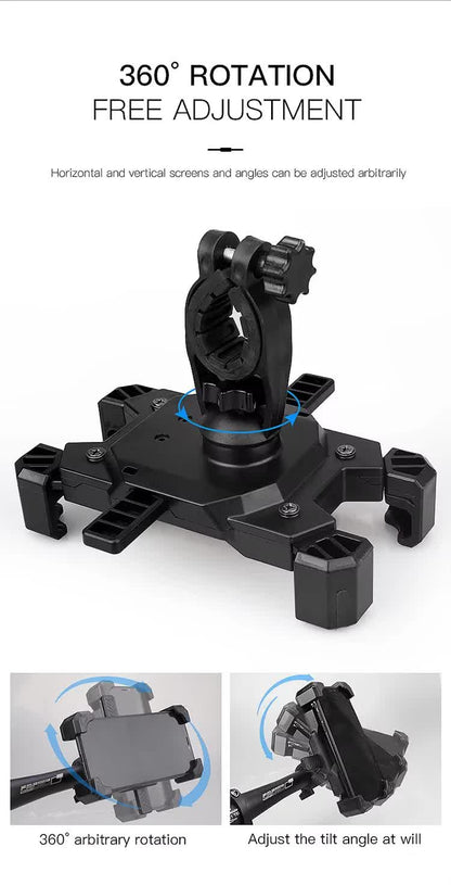 Black Secure Grip Bike Phone Mount - Adjustable 360 Rotation Bicycle Handlebar Holder, Universal Cradle for MTB & Road Cycling - Image 7