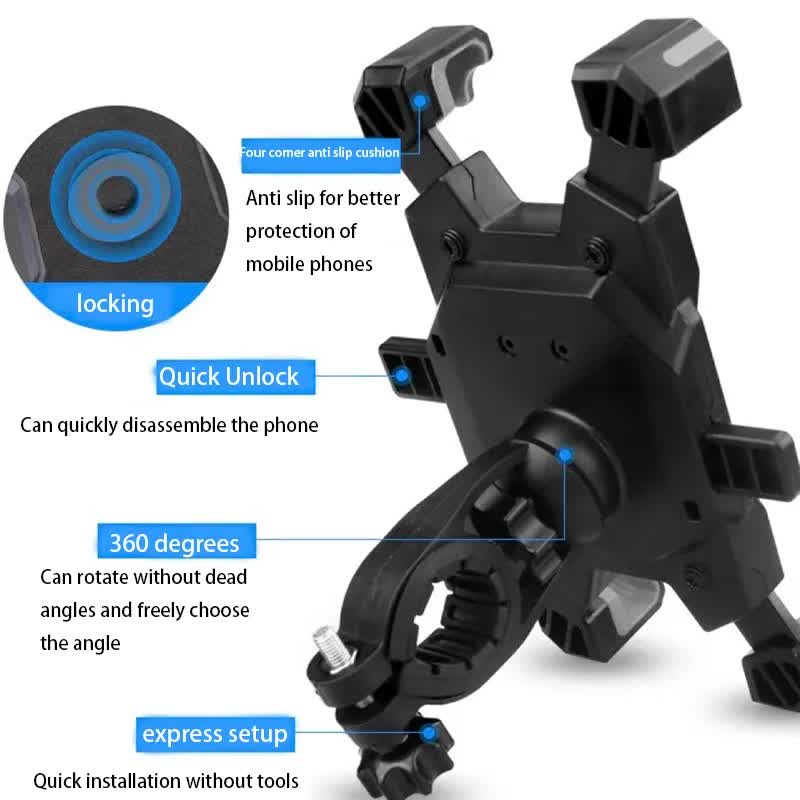 Red and Black Secure Grip Bike Phone Mount - Adjustable 360 Rotation Bicycle Handlebar Holder, Universal Cradle for MTB & Road Cycling - Image 6