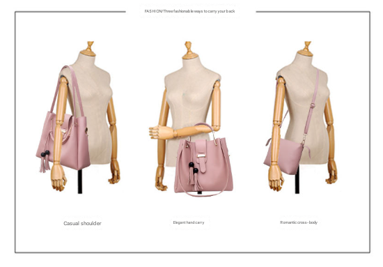Black Chic 3-Piece Women's Handbag Set - PU Leather Tote, Crossbody Bag & Clutch Purse - Image 5