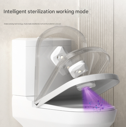 2 Pcs White Automatic UVC Toilet Sanitizer Light - Rechargeable Portable Sterilizer for Bathroom Hygiene - Image 3