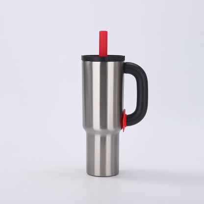 Natural Steel 40oz Macron Stainless Steel Insulated Tumbler with Handle and Straw - 14.8 x 10.5 x 28 cm Large Capacity Car-Friendly Travel Mug