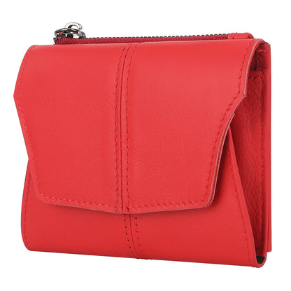 Red Genuine Leather Women's Wallet -C Multifunctional Coin & Card Holder, Fashionable Card Box in Top-Grade Cowhide