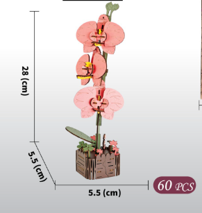 DIY 3D Wooden Butterfly Orchid Puzzle - 60-Piece Kids' Craft Toy - Image 2