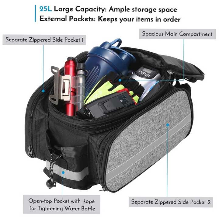 Insulated Bike Rear Rack Bag - Waterproof Storage Bag with Soft PE Padding for Cycling - Image 3