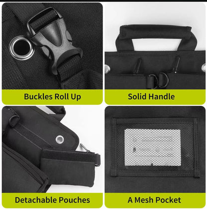 Black Heavy-Duty Tool Organizer Roll with Detachable Pouches - Image 4