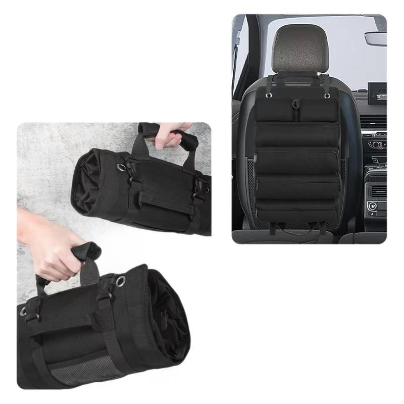 Black Heavy-Duty Tool Organizer Roll with Detachable Pouches - Image 5