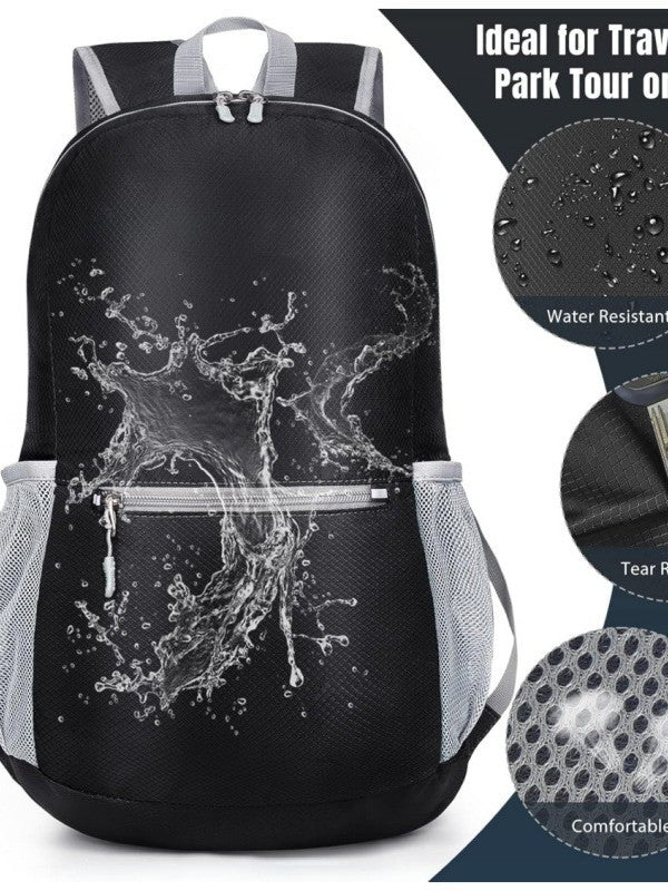 Black Ultra-Light Foldable Outdoor Backpack - Portable Travel Hiking Bag - Image 2