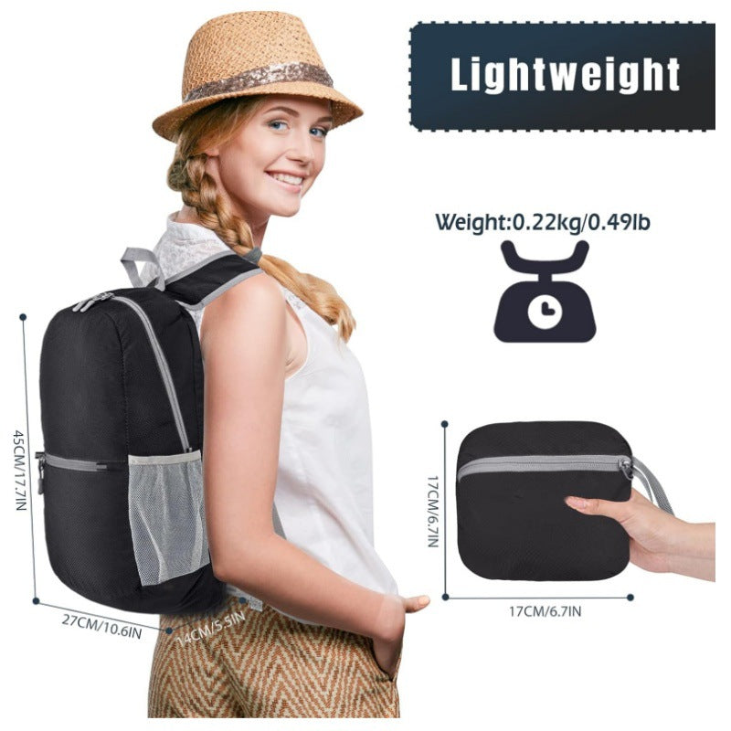 Pink Ultra-Light Foldable Outdoor Backpack - Portable Travel Hiking Bag - Image 5