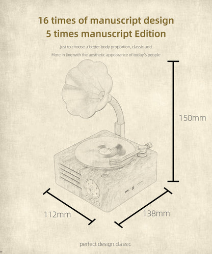 Vintage Gramophone Bluetooth Speaker - Retro Wireless Music Player with Classic Design - Image 4