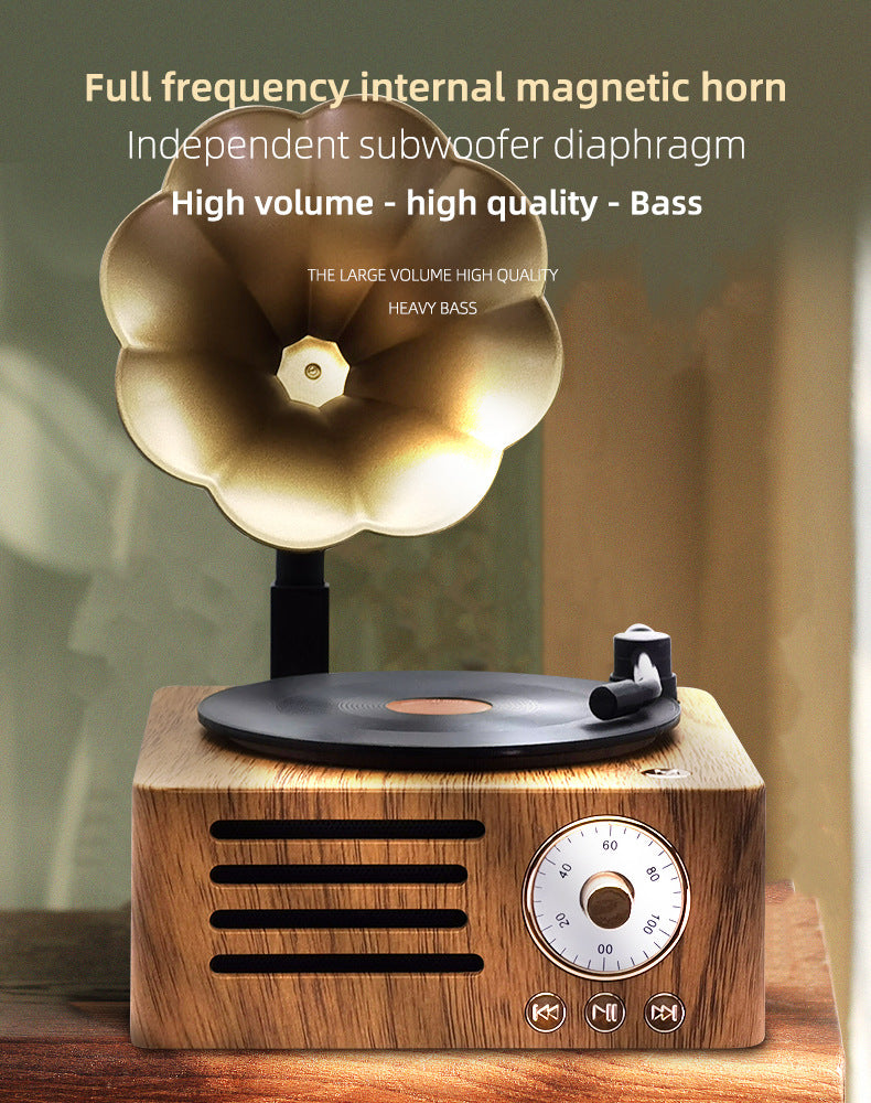 Vintage Gramophone Bluetooth Speaker - Retro Wireless Music Player with Classic Design - Image 5
