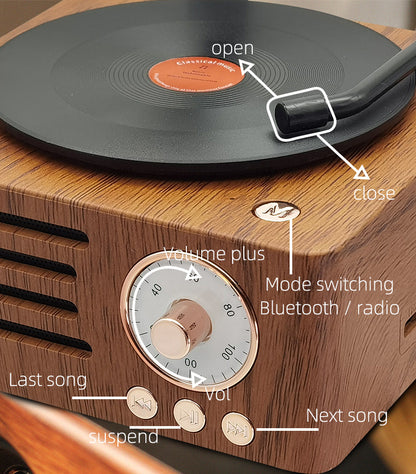Vintage Gramophone Bluetooth Speaker - Retro Wireless Music Player with Classic Design - Image 6