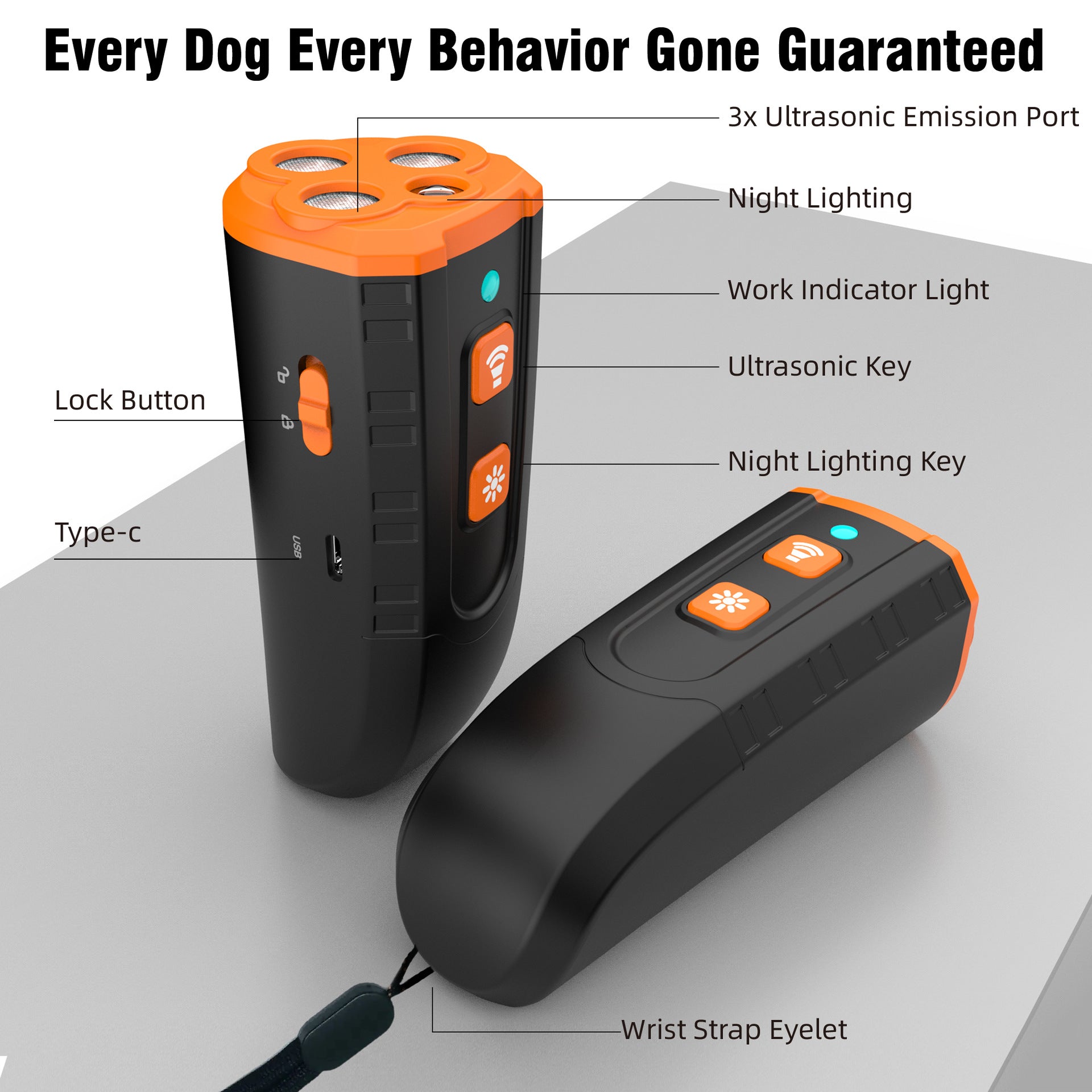 Portable 3-Core Ultrasonic Dog Repeller - High-Power Bark Control with Flash - Image 3