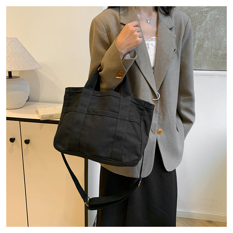 Black Stylish Multi-Functional Mommy Diaper Bag - Durable Canvas Tote - Image 3
