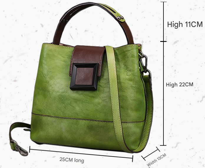 Vintage Green Leather Handbag - Elegant Multi-Functional Design - Image 2
