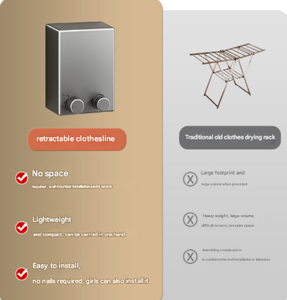 Gold Retractable Stainless Steel Clothesline - 4.2m Indoor and Outdoor Drying Solution - Image 2