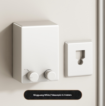 White Retractable Stainless Steel Clothesline - 4.2m Indoor and Outdoor Drying Solution