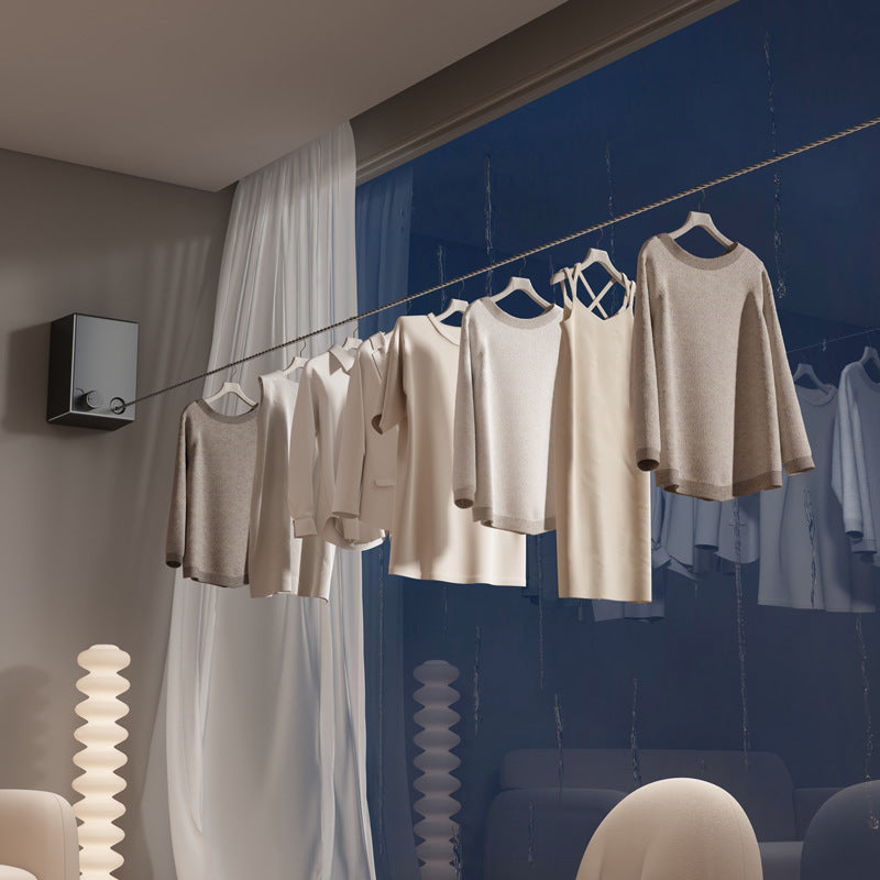 White Retractable Stainless Steel Clothesline - 4.2m Indoor and Outdoor Drying Solution - Image 4