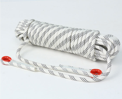 White 10mm Double Hook Climbing Rope Set - 20m Durable Outdoor Safety Rescue Cord